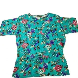 Paris Sport Club Tunic Top Women's One Size Fits All Floral 80's